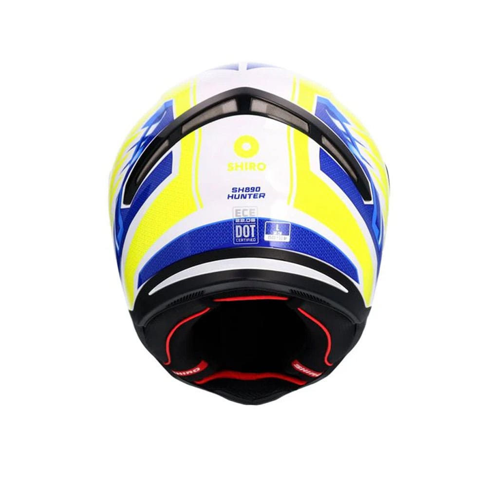 SHIRO Sh-890 Hunter Moto Integrali Caschi Bianco Blu Giallo Fluor 