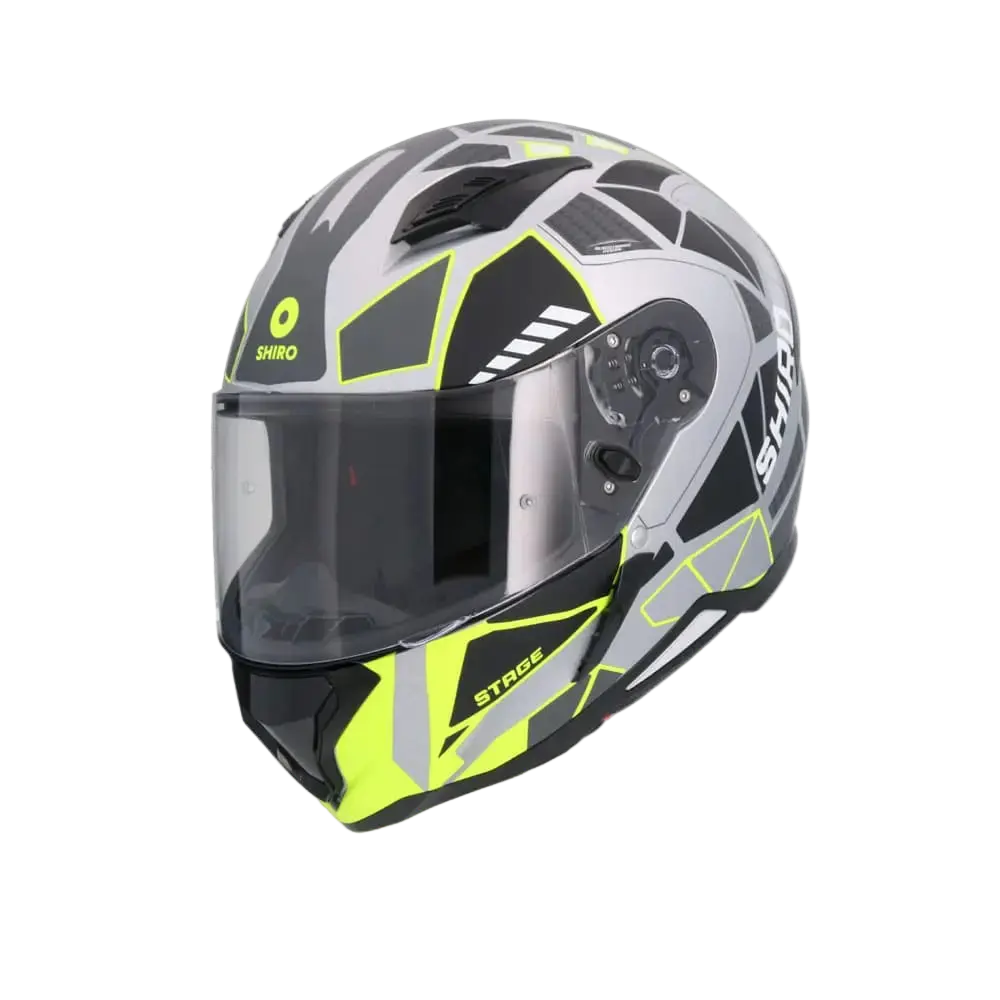 SHIRO HUNTER SH-890 STAGE PLATA Moto Intrageli Caschi Opaco Grigio Nero Giallo 