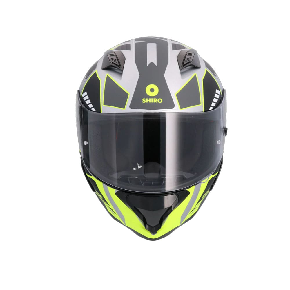 SHIRO HUNTER SH-890 STAGE PLATA Moto Intrageli Caschi Opaco Grigio Nero Giallo