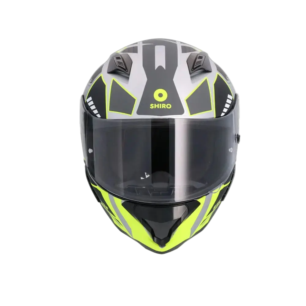 SHIRO HUNTER SH-890 STAGE PLATA Moto Intrageli Caschi Opaco Grigio Nero Giallo 