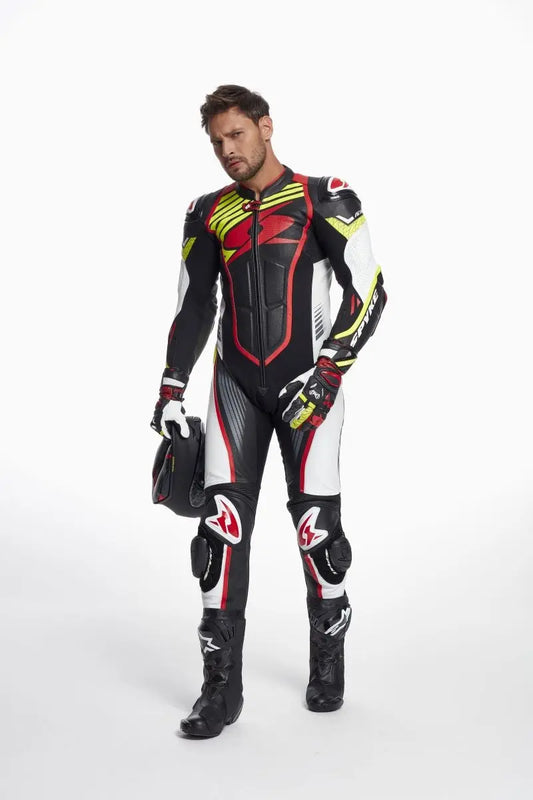 SPYKE ARAGON RACE 1PC Moto Tuta Giallo Fluo Nero
