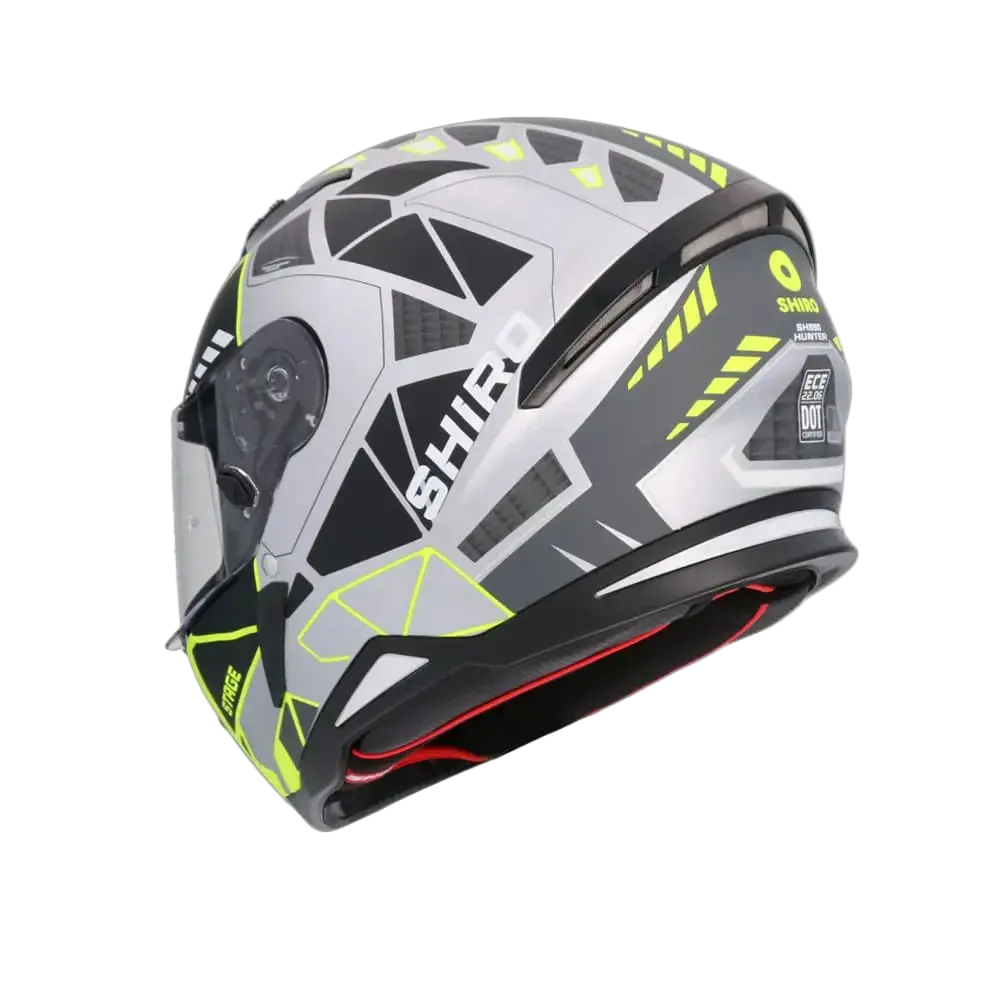 SHIRO HUNTER SH-890 STAGE PLATA Moto Intrageli Caschi Opaco Grigio Nero Giallo 