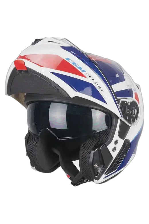 CGM 568S BER SPORT Moto Modulare Flip Up Caschi Bianco Blu 