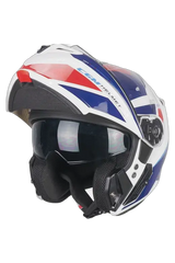 CGM 568S BER SPORT Moto Modulare Flip Up Caschi Bianco Blu 