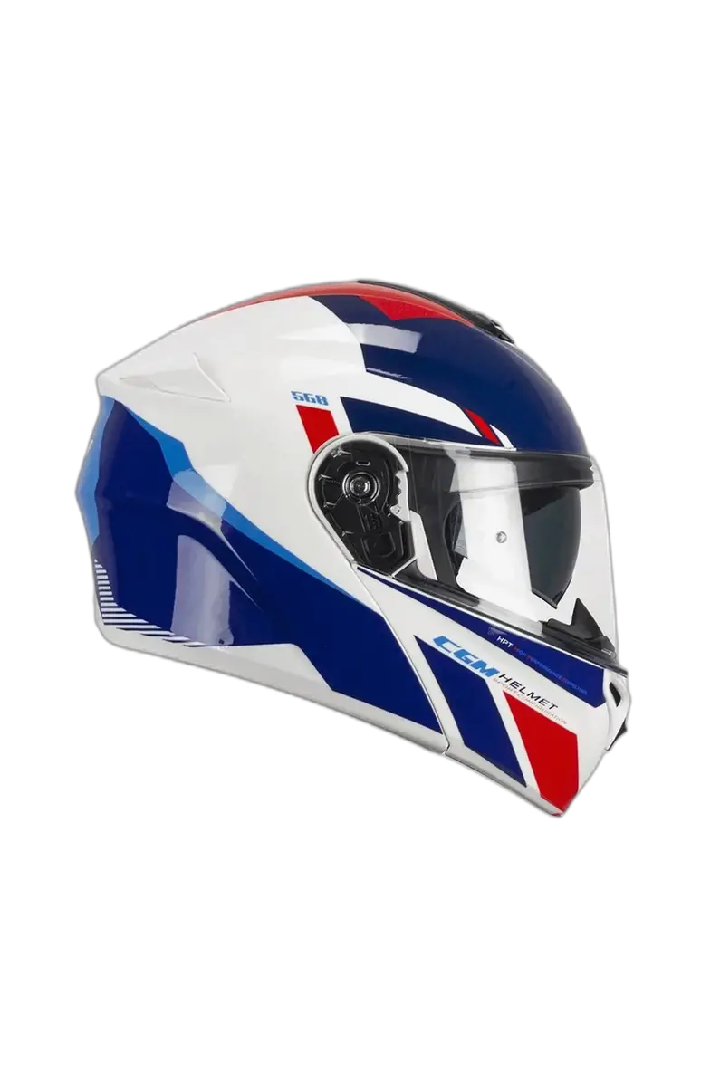 CGM 568S BER SPORT Moto Modulare Flip Up Caschi Bianco Blu 