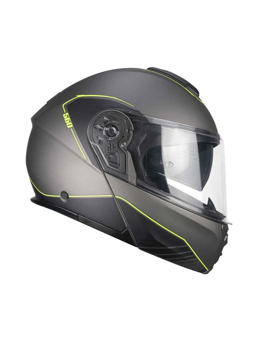 CGM - 560G MAD RIDE Moto Modulare Caschi Grafite Giallo fluo opaco 