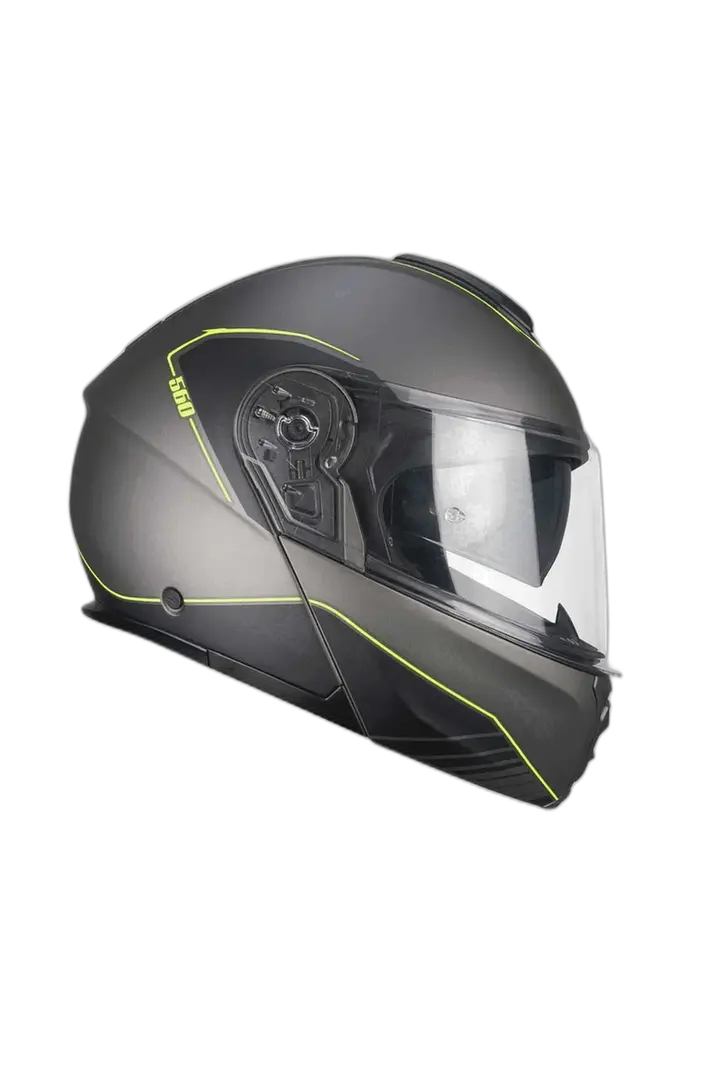 CGM - 560G MAD RIDE Moto Modulare Caschi Grafite Giallo fluo opaco 