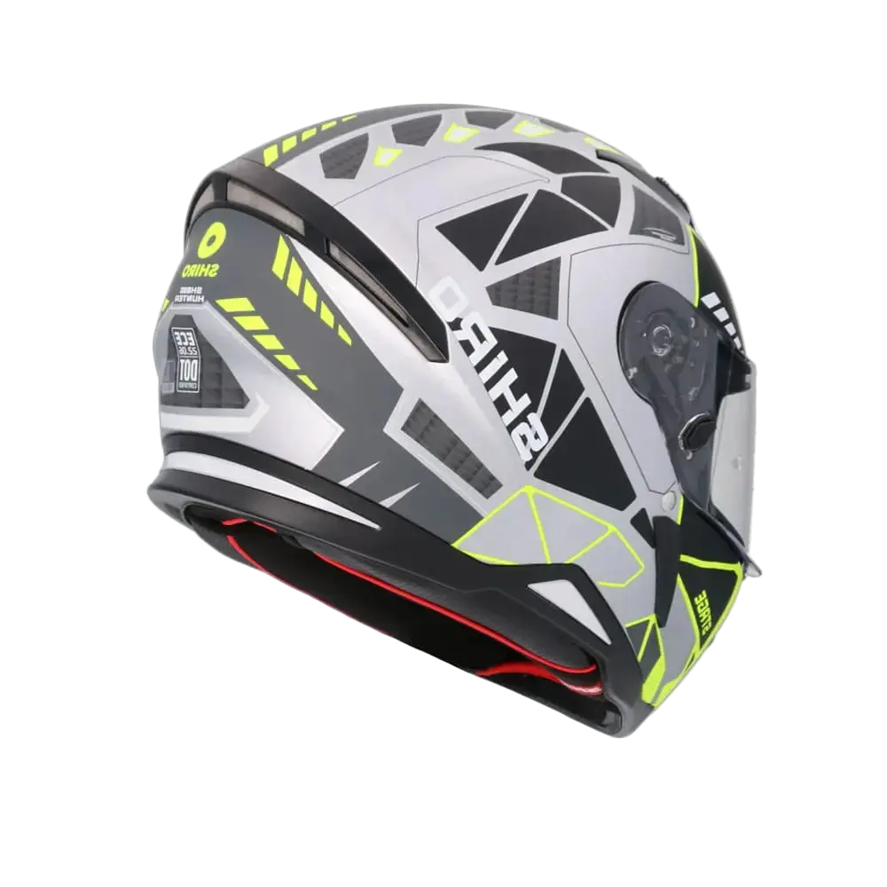 SHIRO HUNTER SH-890 STAGE PLATA Moto Intrageli Caschi Opaco Grigio Nero Giallo 