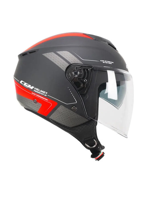 CGM 126G IPER CITY Casco jet Moto nero rosso