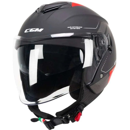CGM 126G IPER CITY Casco jet Moto nero rosso