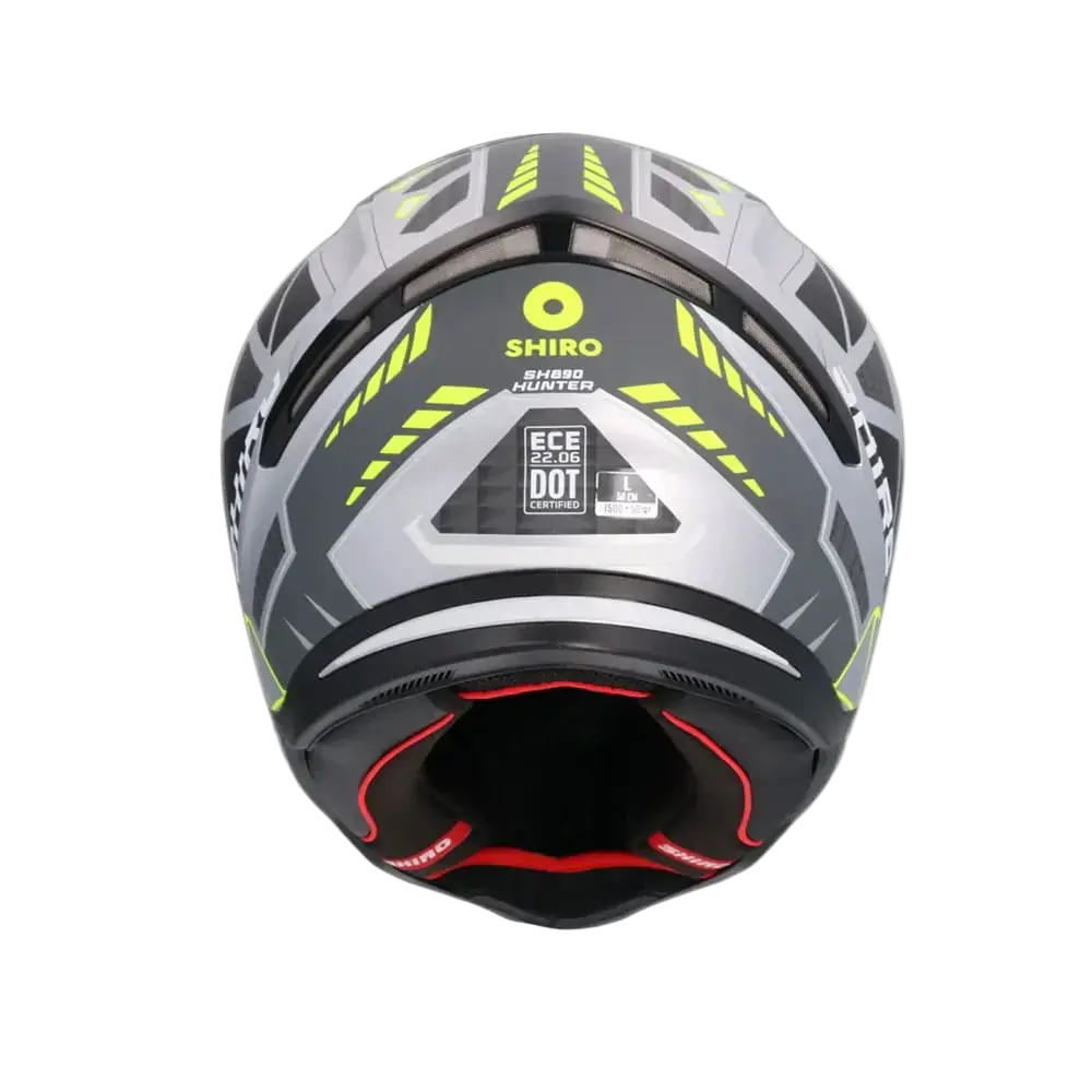 SHIRO HUNTER SH-890 STAGE PLATA Moto Intrageli Caschi Opaco Grigio Nero Giallo 