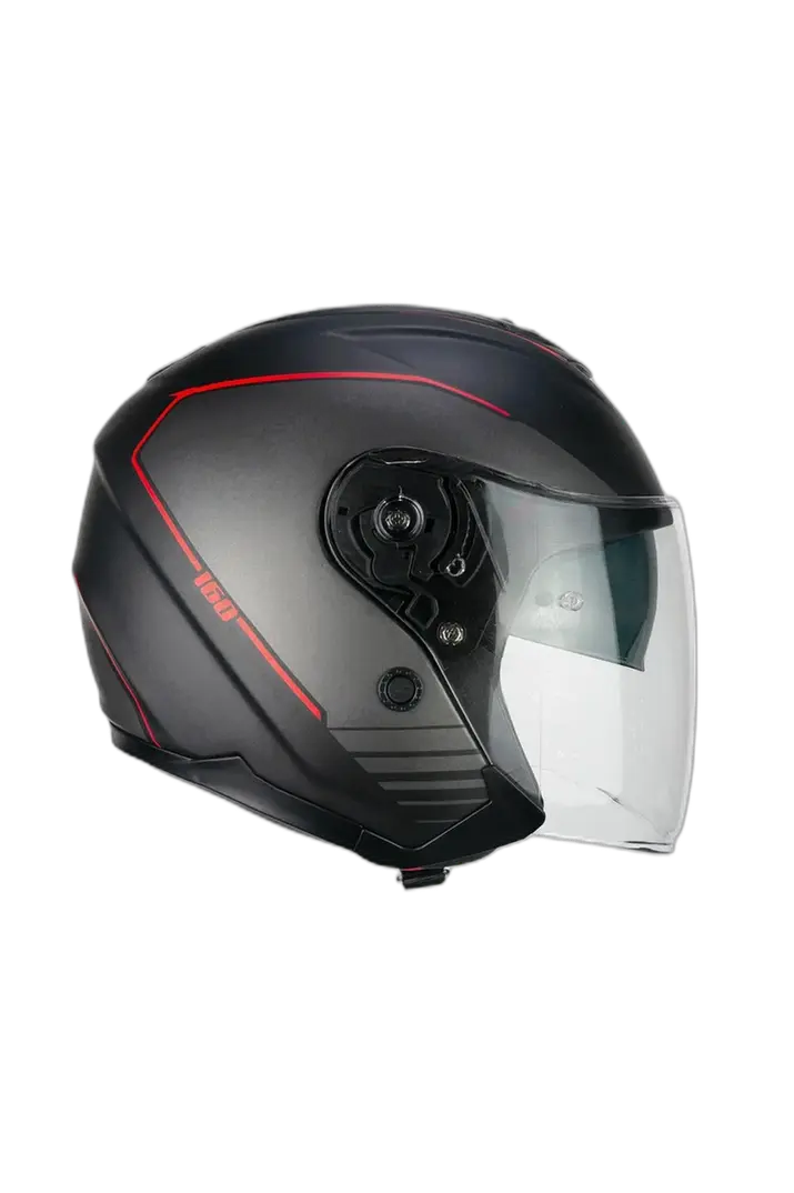 CGM 160G JAD RIDE Motociclismo Jet Caschi Nero Rosso opaco 