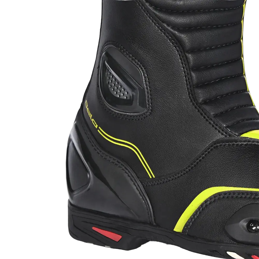 Bela Strip stivali da moto sportivo Nero/Giallo Flu 