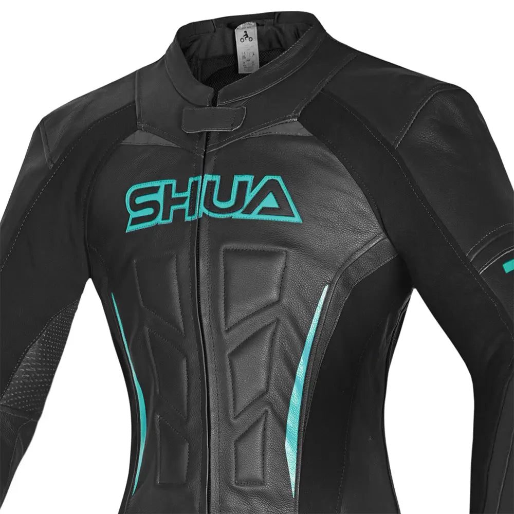 Shua Infinity Tuta Moto donna 2 pezzi Nero/terquise chest