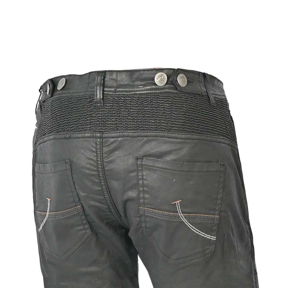 Bela Tom Men Wax Coated Denim Nero Pantaloni 