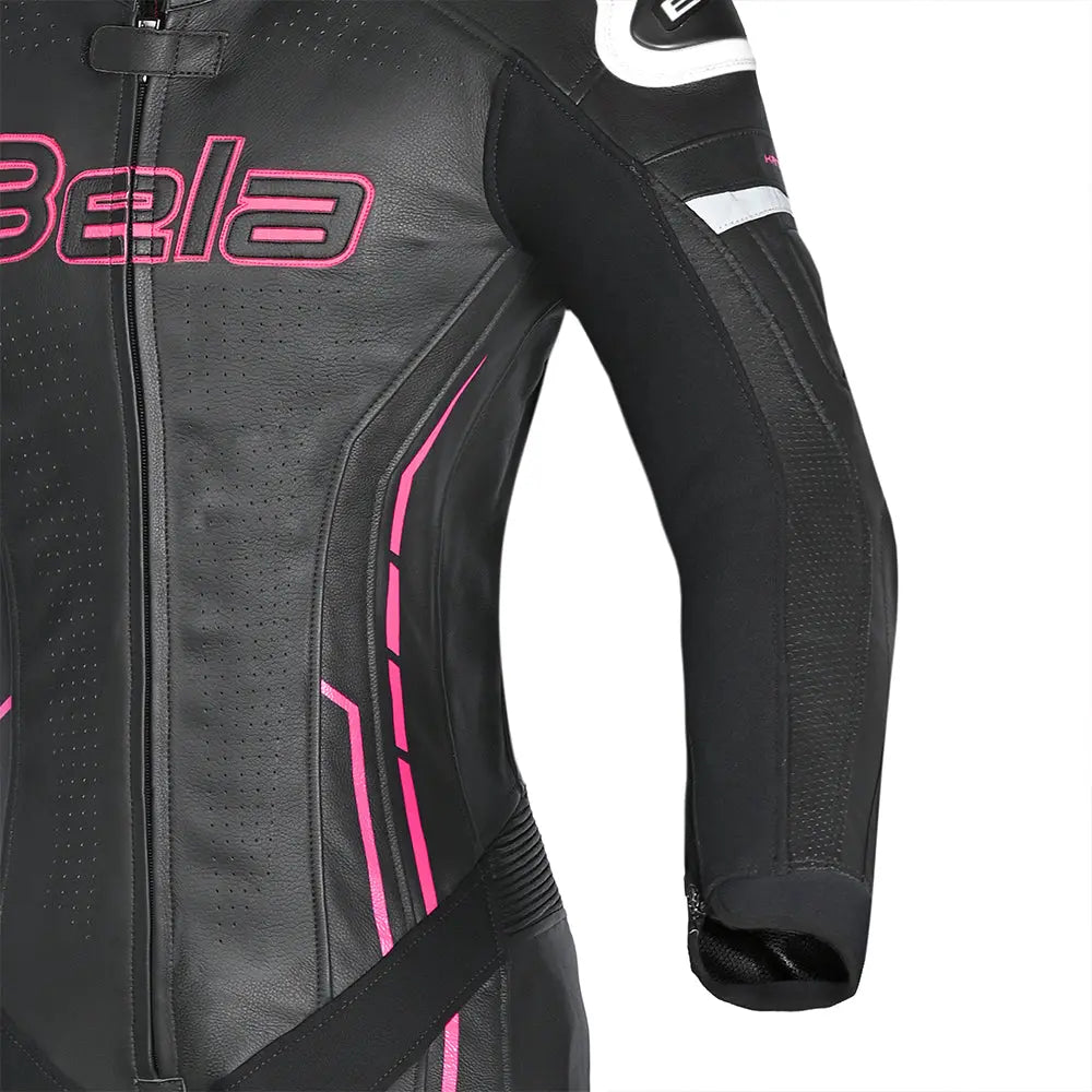 Bela Rocket Bianco Nero rosa 1PC Tute in Pelle Di Canguro Mix Donna back under arm