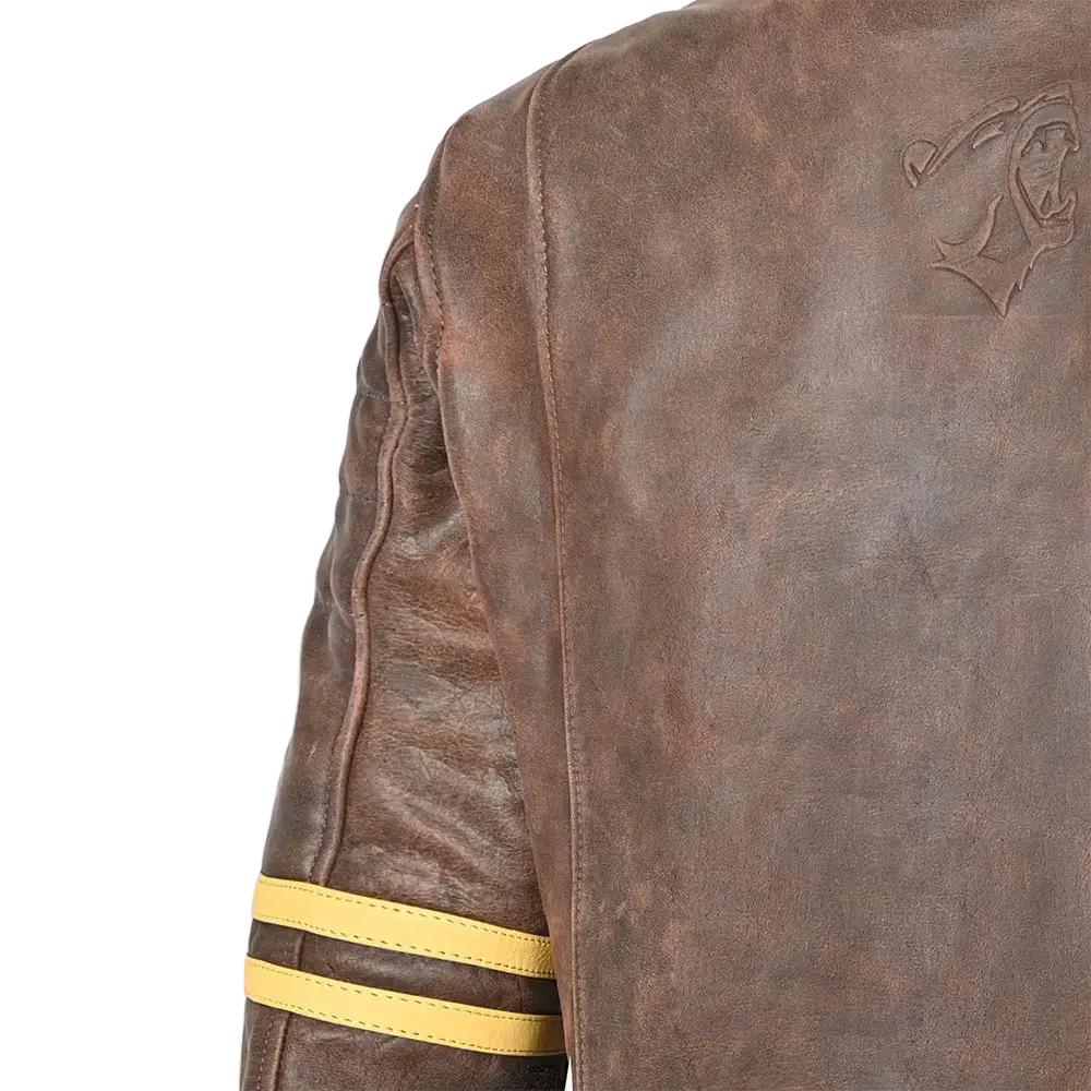 Bela Royal Rider Giacca in pelle vintage marrone/beige 