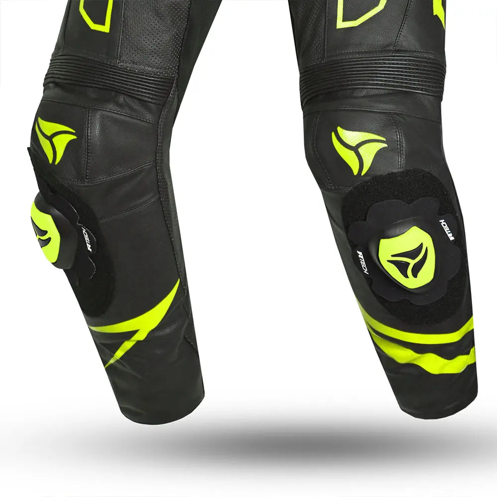 R-Tech rising star Kangaroo Mix Tuta Moto In Pelle Racing Intera Nero/Giallo 