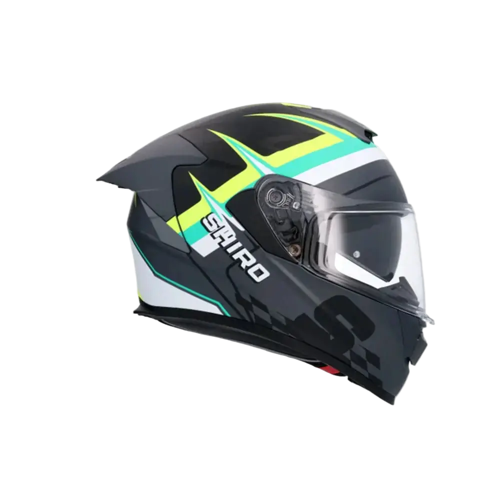 SHIRO RAPTOR PEGASUS Moto Integrali Caschi Opaco Nero Verde Giallo 