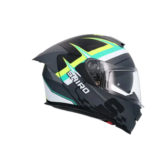 SHIRO RAPTOR PEGASUS Moto Integrali Caschi Opaco Nero Verde Giallo 