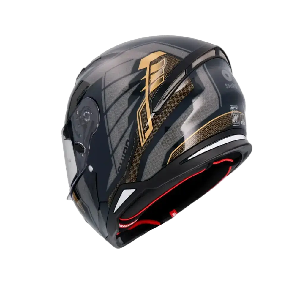 SHIRO SH-890 HUNTER EDGE Moto Integrali Caschi Nero Griogio Oro 