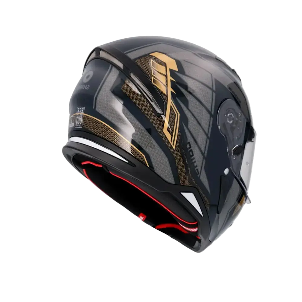 SHIRO SH-890 HUNTER EDGE Moto Integrali Caschi Nero Griogio Oro 