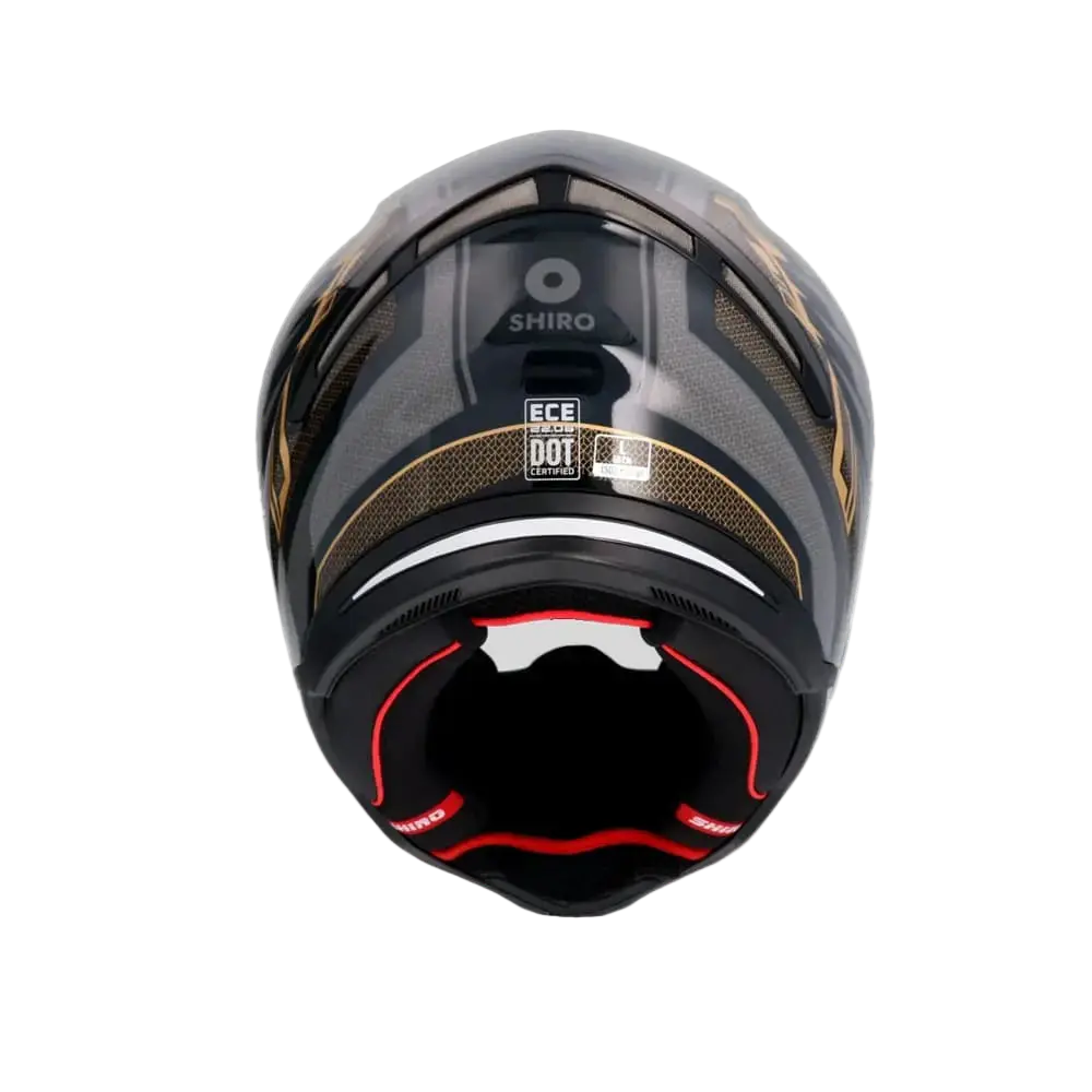 SHIRO SH-890 HUNTER EDGE Moto Integrali Caschi Nero Griogio Oro 