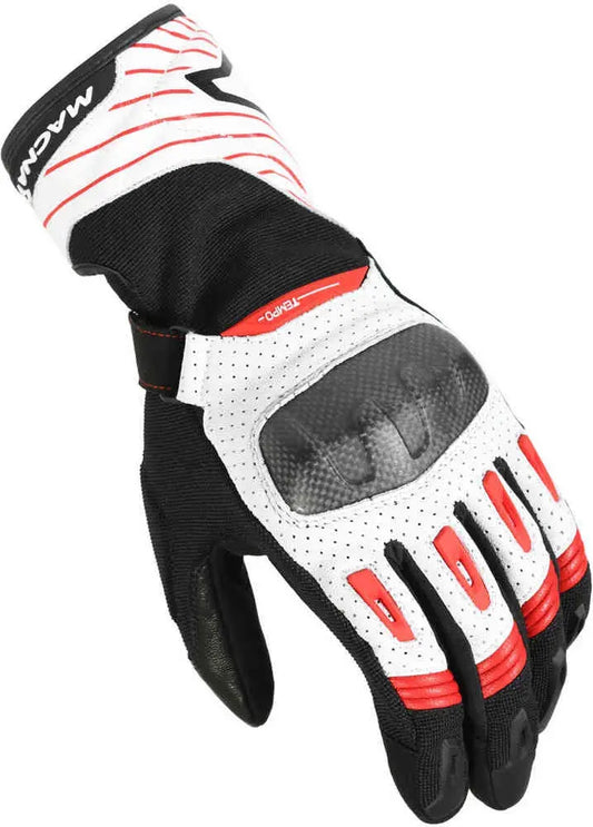 MACNA TEMPO HOMBRES MOTORCYCLE GLOVES PERFORADO BLACK WHITE RED – Yamoto.it