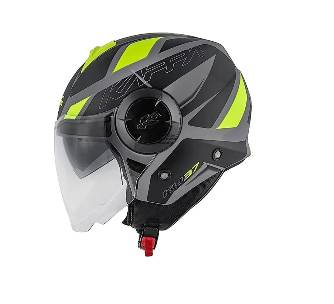 KAPPA KV37 EVO Sharp Motociclo Jet Caschi Nero Opaco Giallo