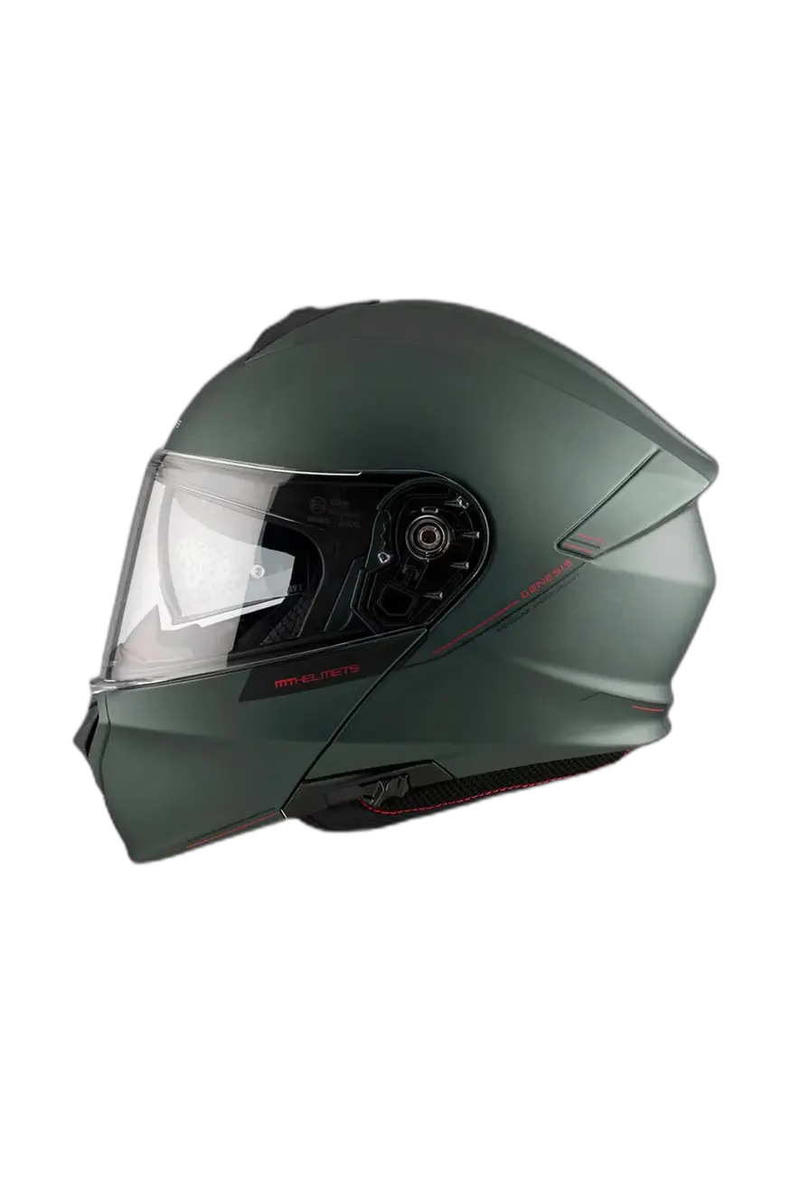 MT GENESIS SV SOLID A6 Integrale Moto Modulare Caschi Verde Opaco 