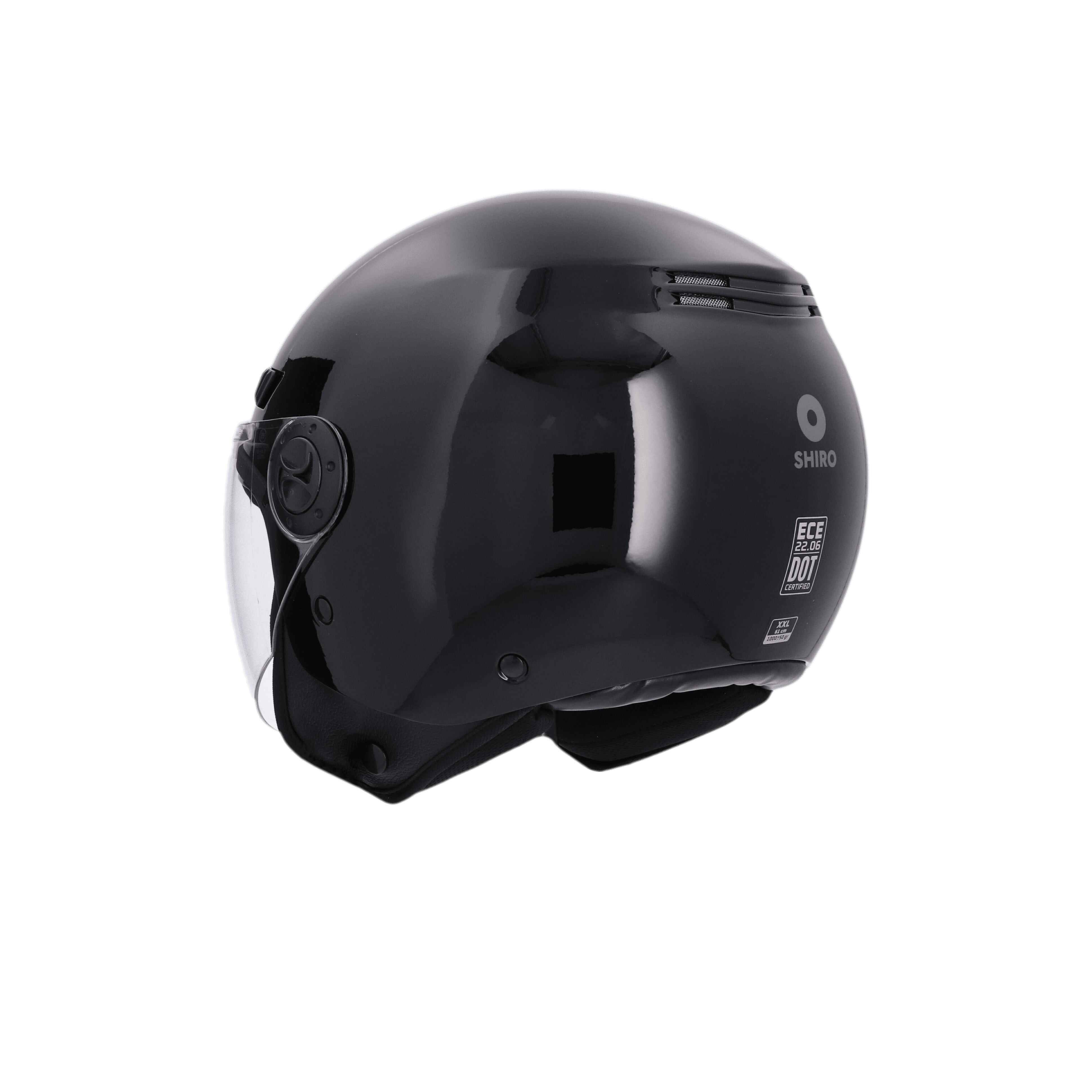 SHIRO SH-62 KYOTO Moto Jet Caschi Opaco Nero 