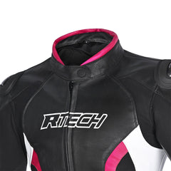 R-TECH - Chaqueta Tom Rider Lady Negro/Blanco/Fuschia
