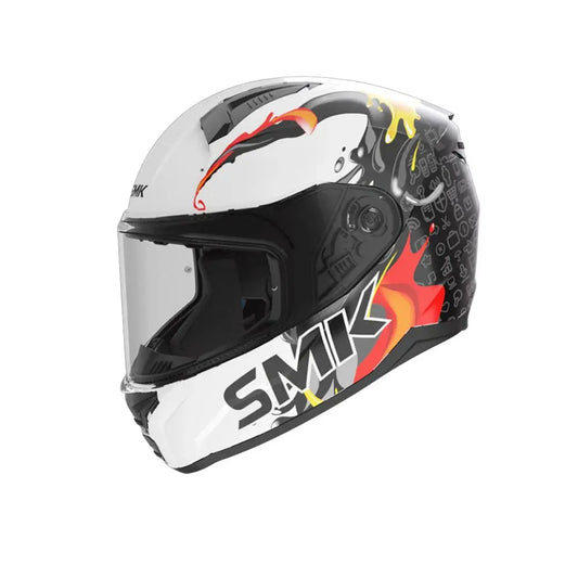 SMK BIONIC YOUTH SPLASH GL124 MOTO INTEGRALI CASCHI BIANCO NERO 