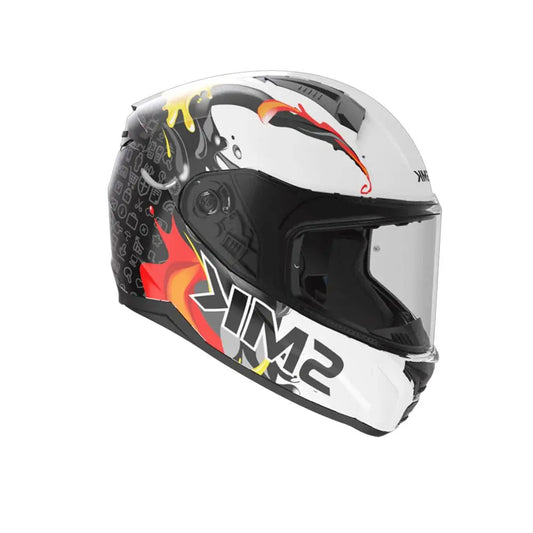 SMK BIONIC YOUTH SPLASH GL124 MOTO INTEGRALI CASCHI BIANCO NERO 
