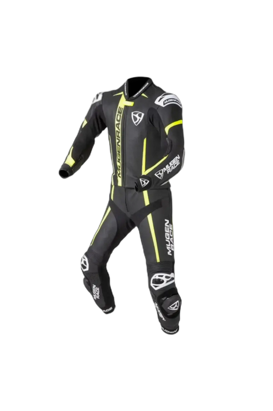 MUGENRACE MNR-1911 Molto Tuta Pelle Nero Giallo Bianco 