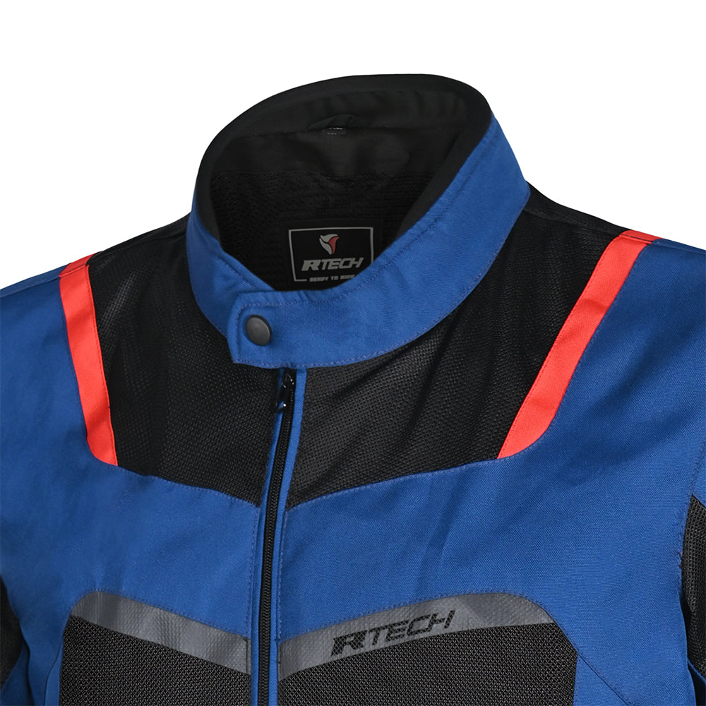 R-TECH SPIRAL MESH CHAQUETA DE MOTO DE HOMBRE TEXTIL  AZUL NEGRO ROJO 
