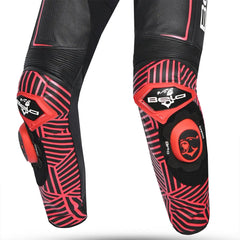 BELA NorthStar 1PC tute da corsa moto Nero rosso front leg