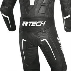 R-Tech Defender GP Tuta Moto In Pelle Racing Intera Nero/Bianco 