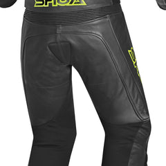SHUA INFINITY TUTA MOTO PELLE INTERA UOMO NERO GIALLO FLUO 