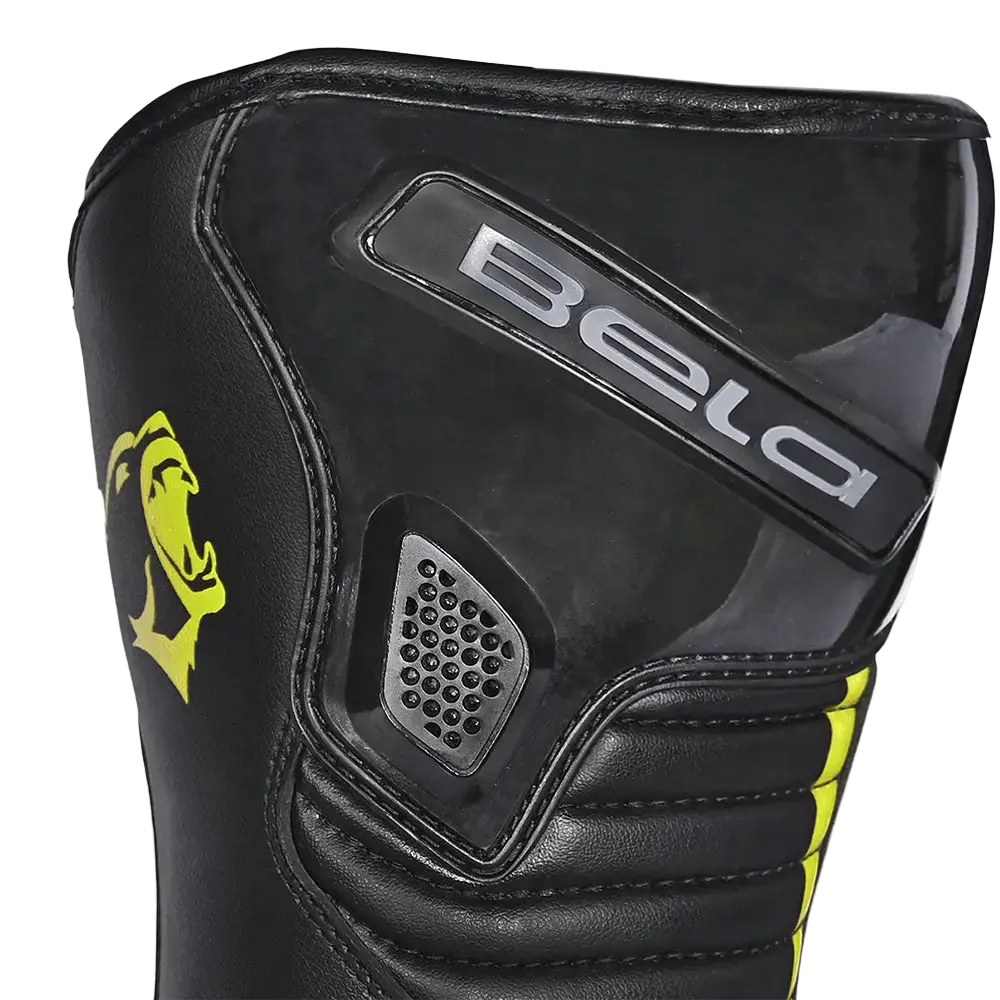 Bela Strip stivali da moto sportivo Nero/Giallo Flu 