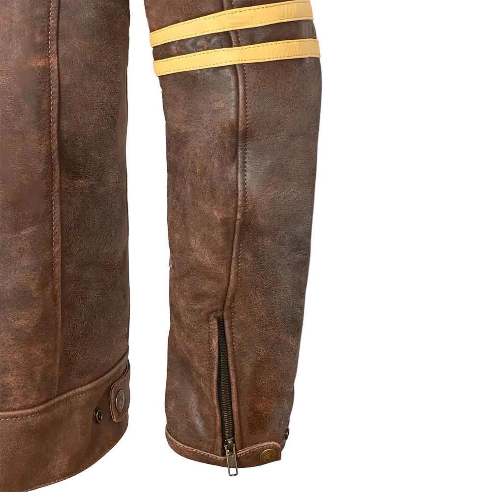 Bela Royal Rider Giacca in pelle vintage marrone/beige 