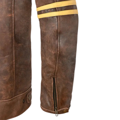 Bela Royal Rider Giacca in pelle vintage marrone/beige 