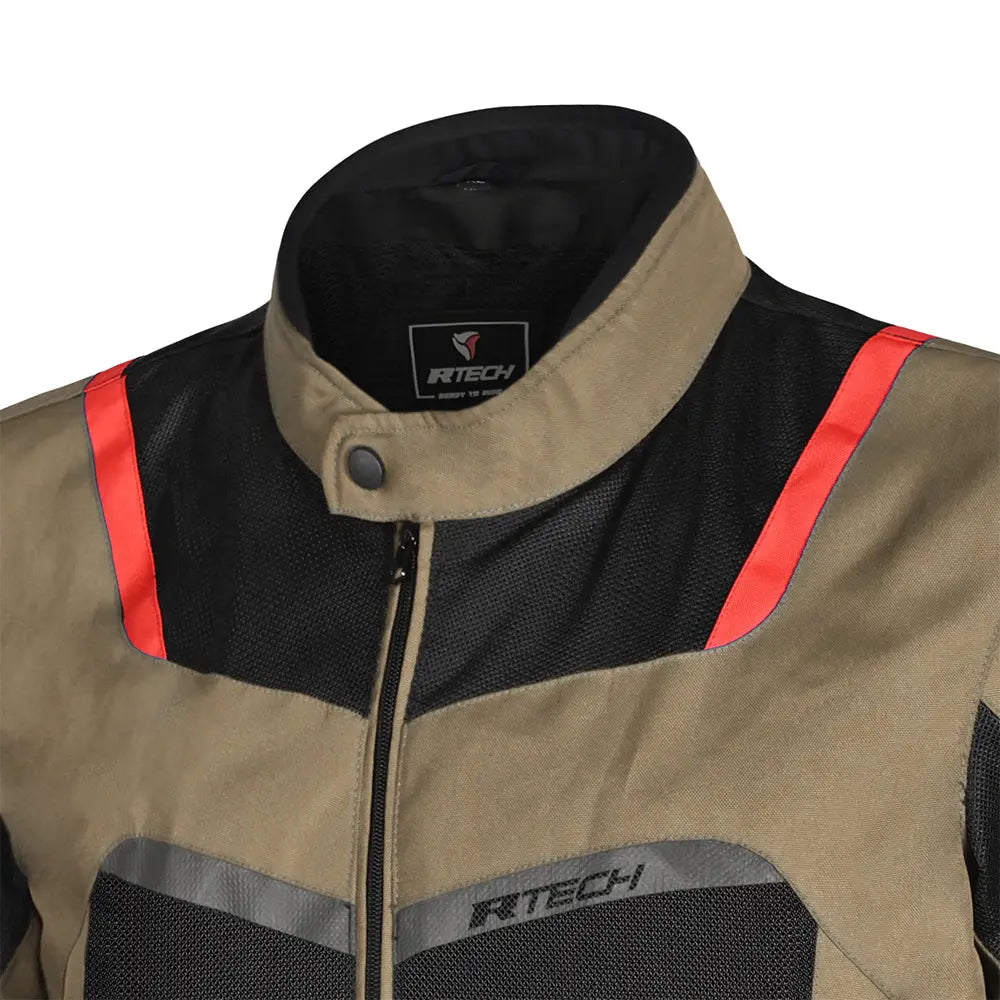 R-Tech Spiral Mesh  Giacca Estiva in Tessuto Moto -BEIGE/NERO/ROSSO chest