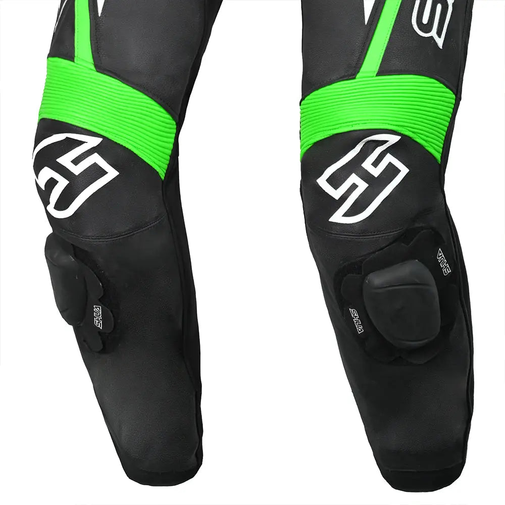 Shua Infinity Nero Verde 1PC Tute da Moto in Pelle Uomo 