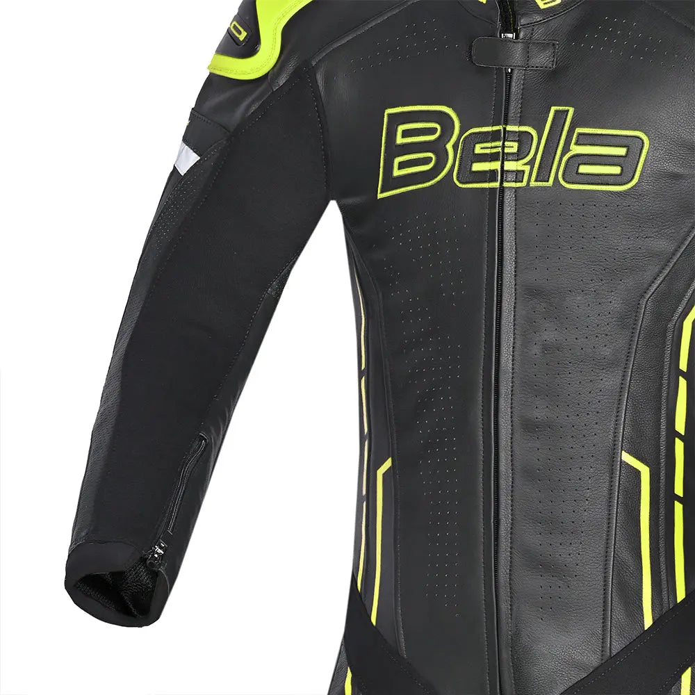 Bela Rocket Nero giallo 1PC Tute in Pelle Di Canguro Mix Uomo arm