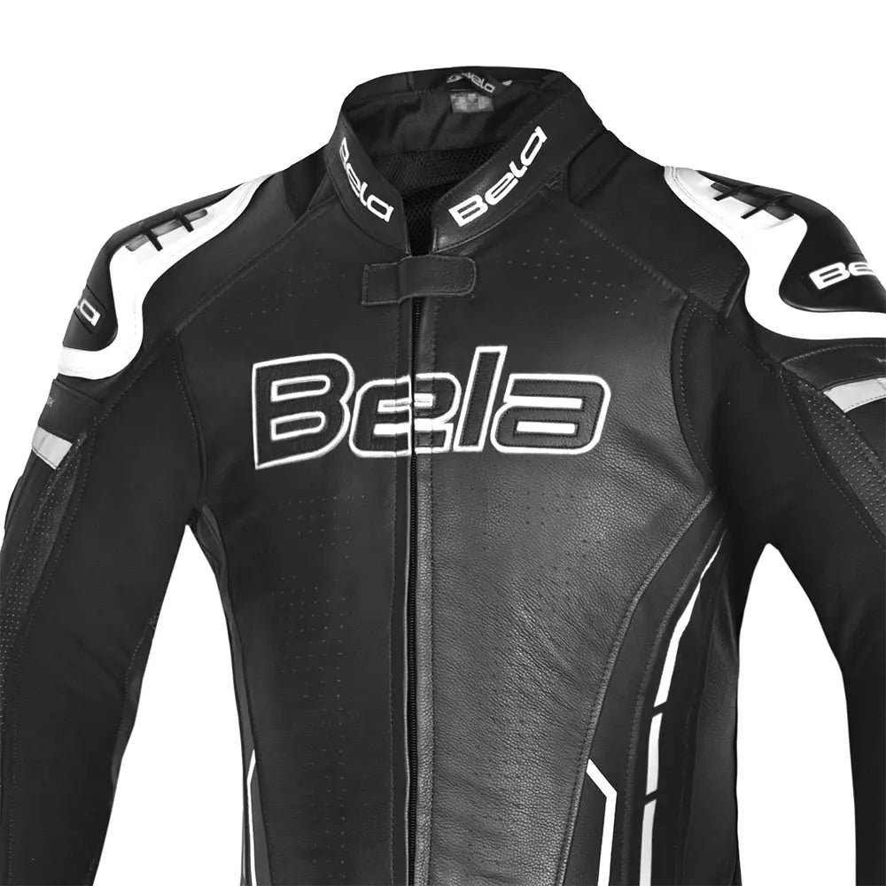 Bela Rocket nero Blanco 2PC Tute in Pelle Di Canguro Mix Uomo chest