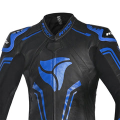 R-Tech rising Kangaroo Mix star Tuta Moto In Pelle Racing Intera Nero/Blu 