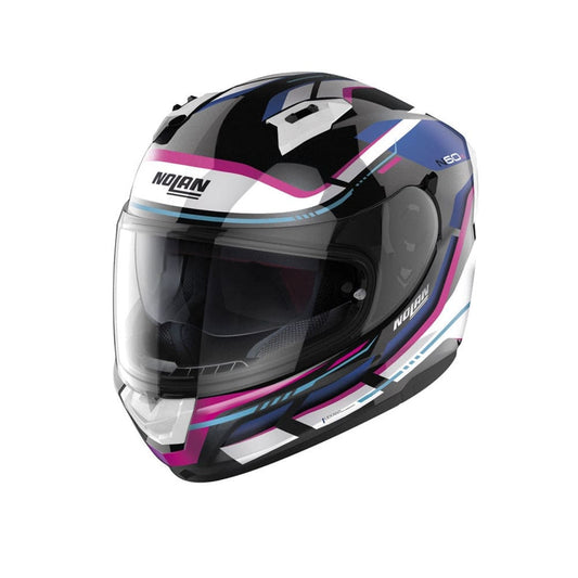 NOLAN N60-6 LANCER 065 Moto Integrali Caschi Nero Bianco Rosa