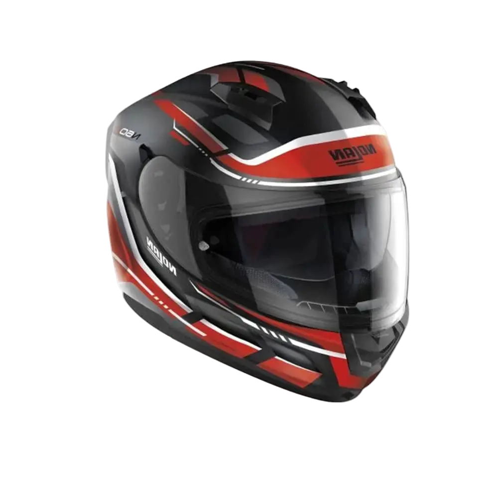 NOLAN N60-6 LANCER 062 Moto Integrali Caschi Nero Bianco Rosso 
