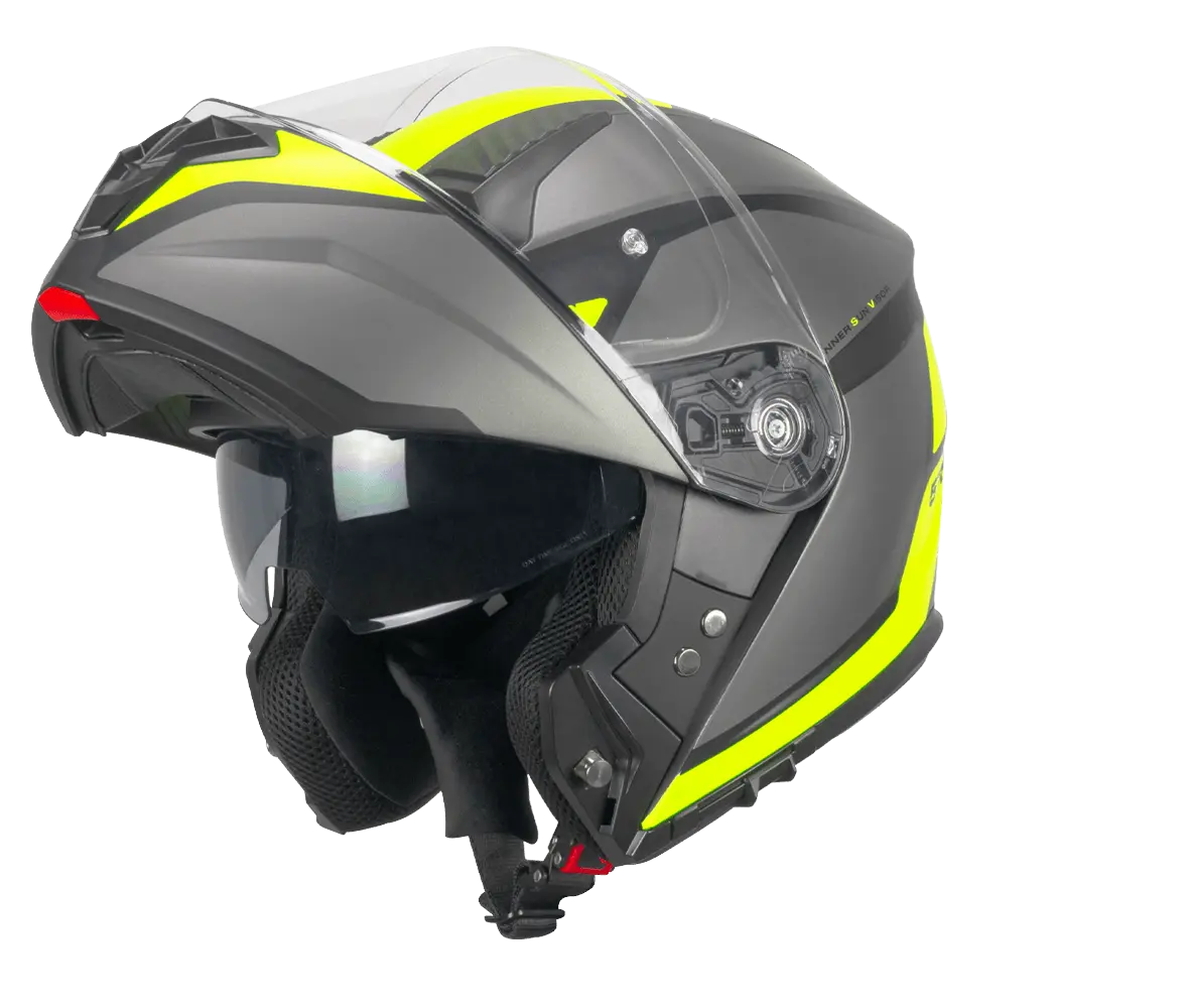 Casco Modulare  SKA-P 5THG FALCON SPORT doppia omologazione P/J  Grafite Giallo Fluo Opaco